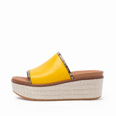 Fitflop Women's ELOISE Snake Trim Espadrille Slides Sandals - Orange Yellow, TO0583941